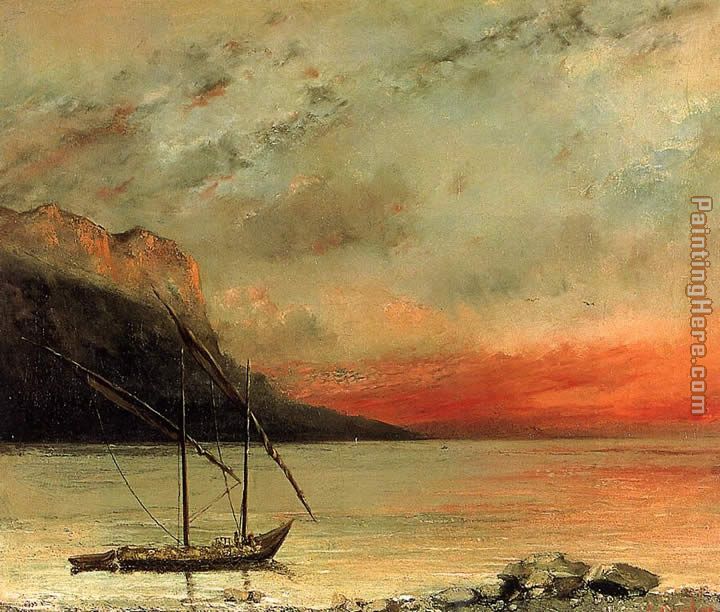 Gustave Courbet Sunset on Lake Leman